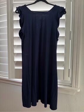 Lilly Pulitzer Navy Ruffle-Sleeve Midi Dress